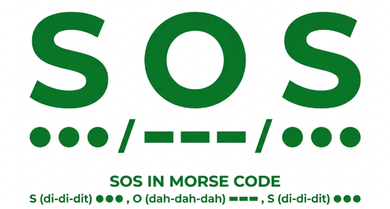 SOS Morse Code:(··· --- ···)